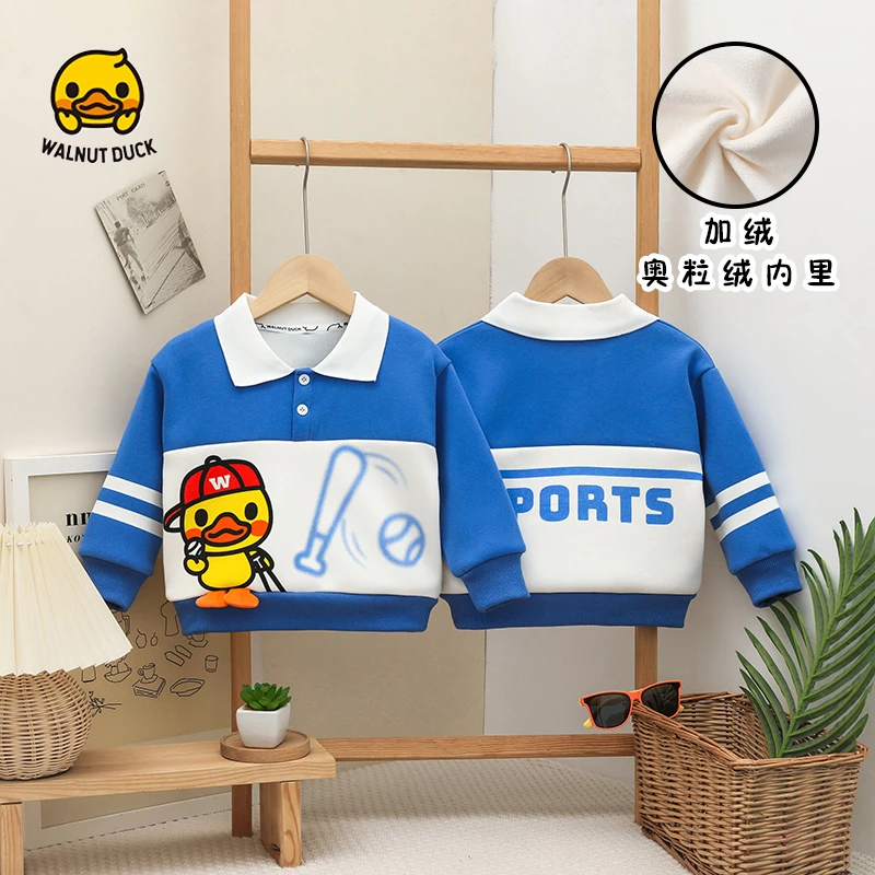 2024儿童冬季洋气翻领棒球鸭加绒卫衣5363