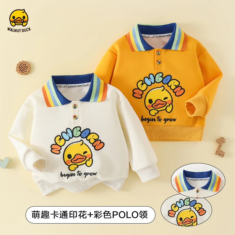 【玉】2024秋季新款小黄鸭彩虹领POLO卫衣4W221