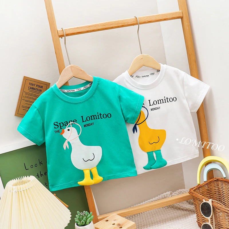 【洛儿妈专属】2025夏季新款儿童洋气短袖立体玩偶鸭短袖T恤9560