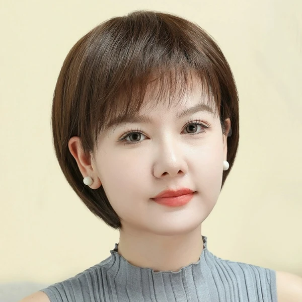 假发女全头套自然短直发波波头bobo真发全真人发短发中老年轻薄款
