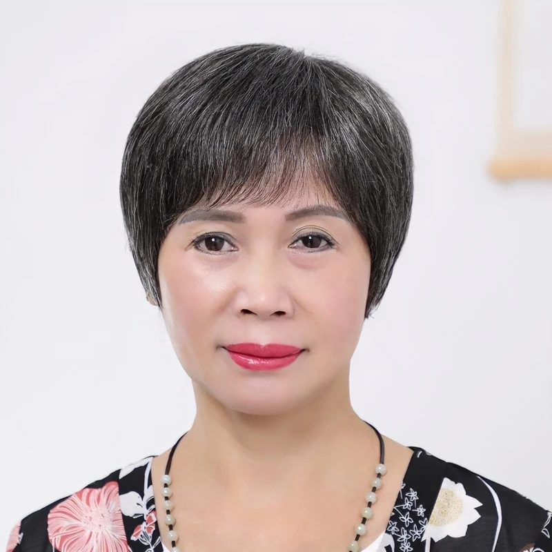 老年人花白假发女短发奶奶整顶假发60-80岁老人全头真发化疗光头