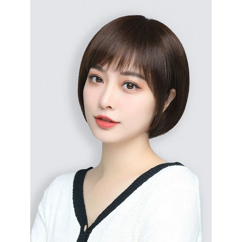 假发全头套女短发真发全真人发波波头发套全真自然中老年女妈妈款