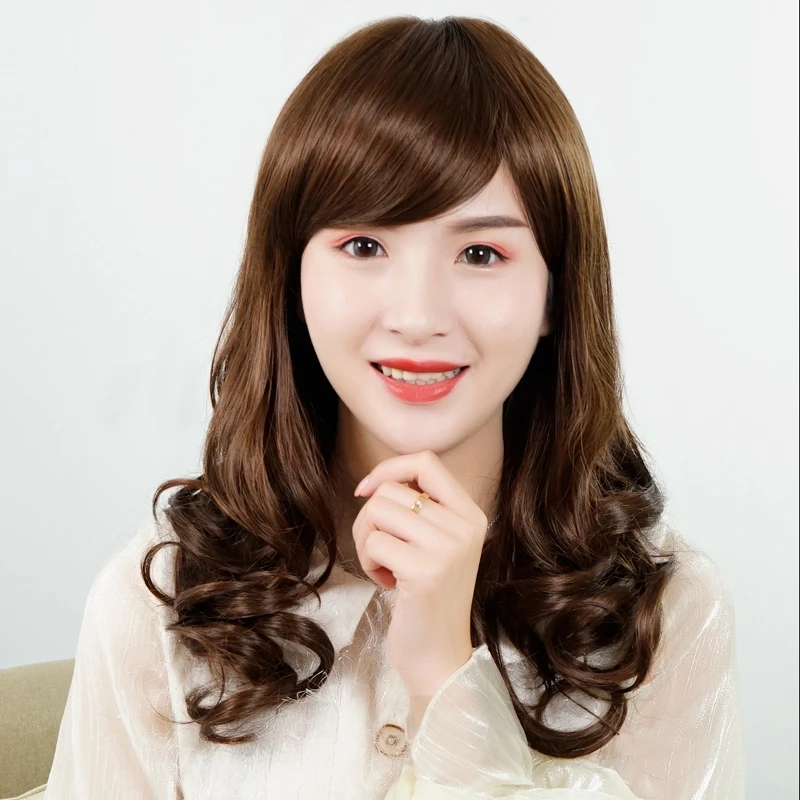 假发女长发自然全头套式妈妈化疗光头长卷发可扎斜刘海假头发整顶