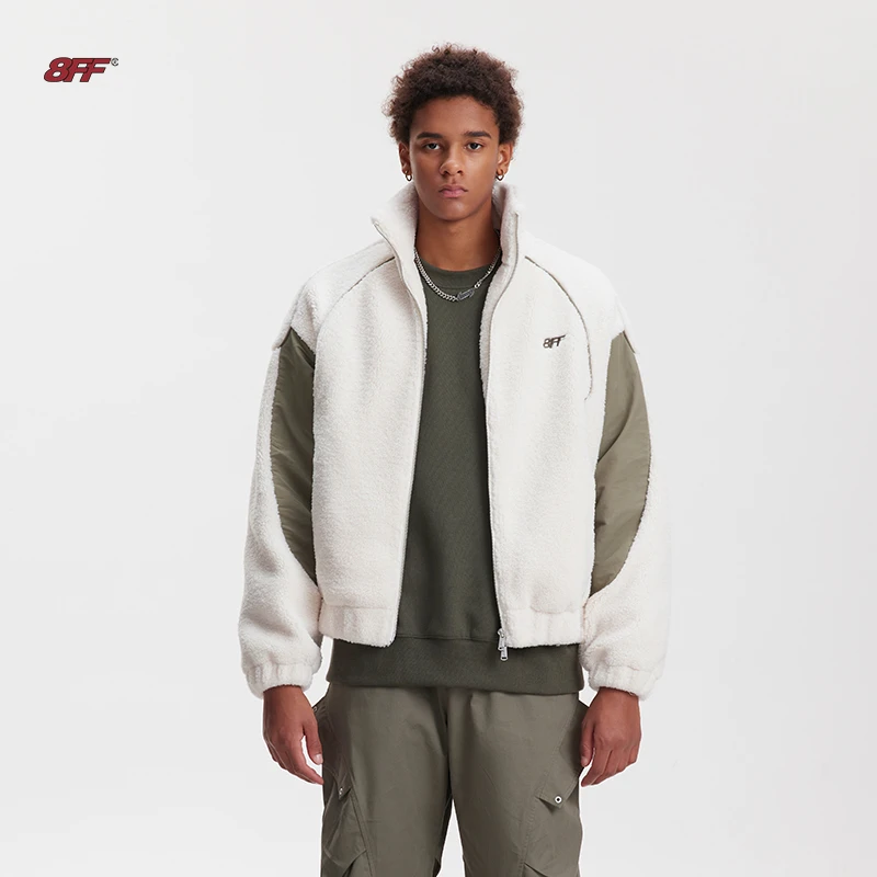 8FF/23FW 拼接撞色拼料外套结构设计加厚夹棉保暖棉服