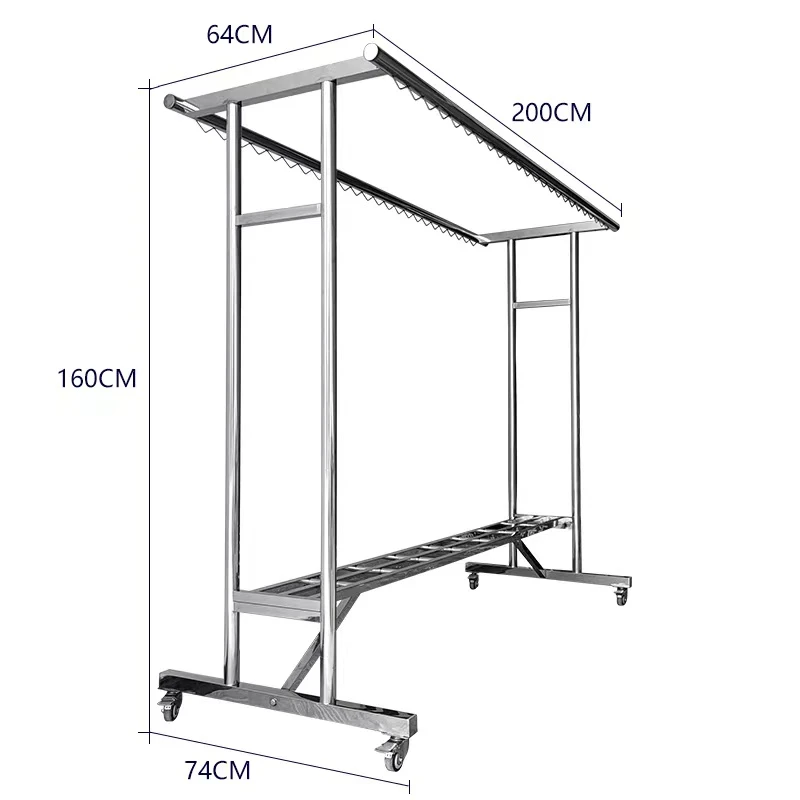 【户外专用】304不锈钢大尺寸满焊工艺600斤承重落地移动晾衣架