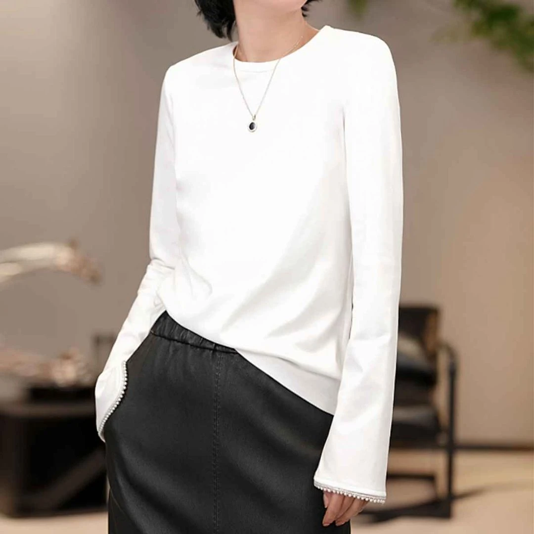 蚕贵妃/“优雅玉珠”百搭高级简约休闲慵懒打底衫/209824
