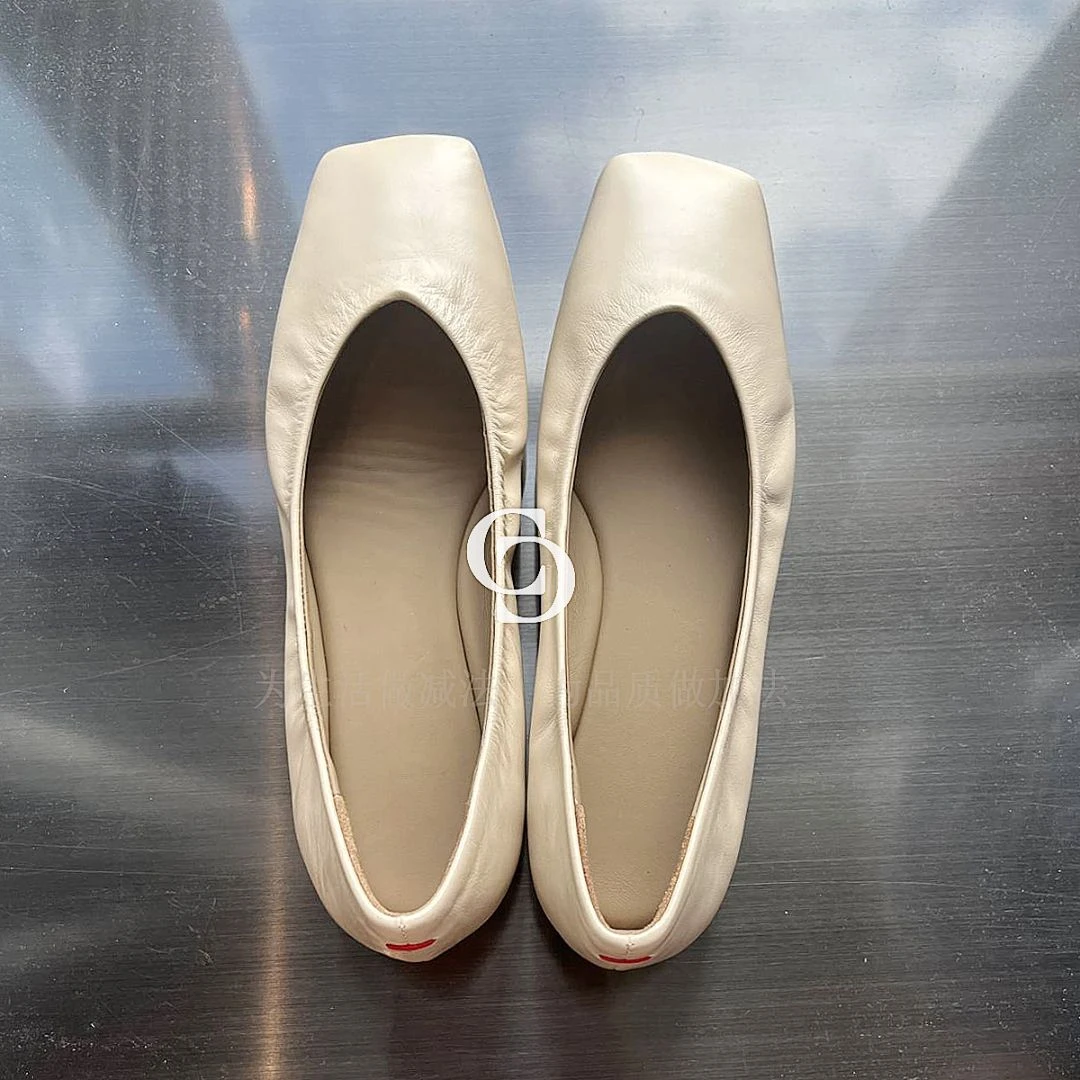 新秋款巨软复古方头低跟女鞋/M9105