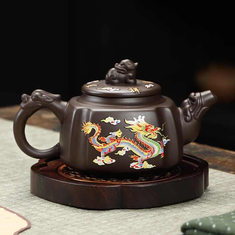 可变色四方龙尊壶大师手工紫砂壶家用送礼品茶壶大容量高档泡茶器