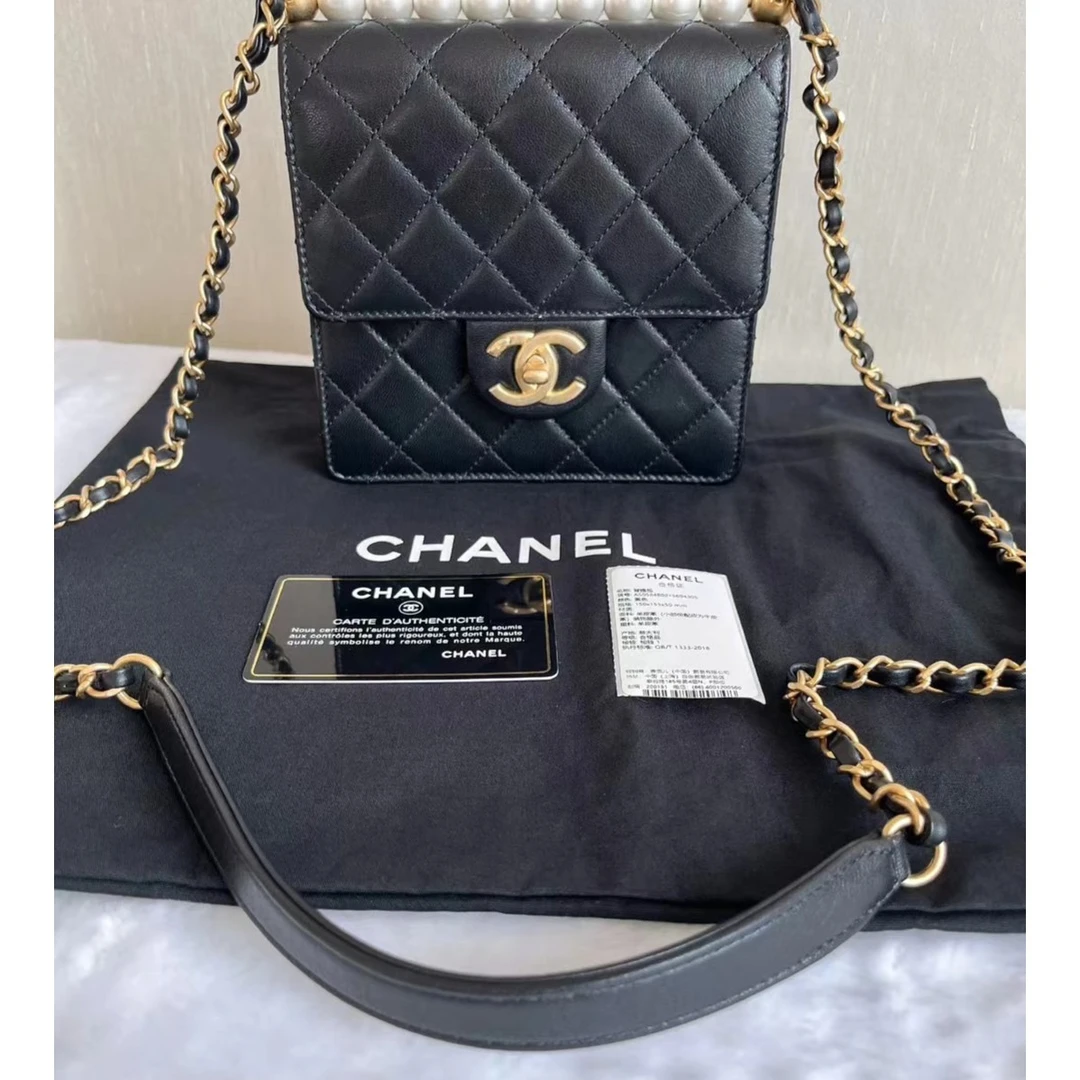 95新 Chanel/香奈儿 Chanel CF竖版珍珠链条包