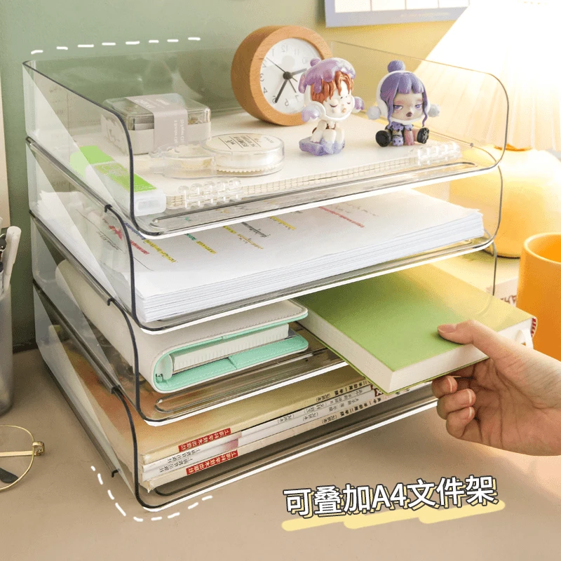 桌面书架书桌收纳置物架办公桌书本收纳架桌上文件儿童绘本盒多层