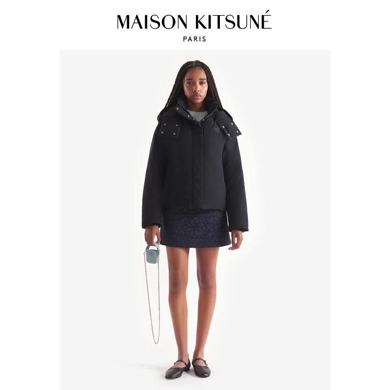 Maison Kitsune小狐狸女款复古保暖连帽羽绒服外套