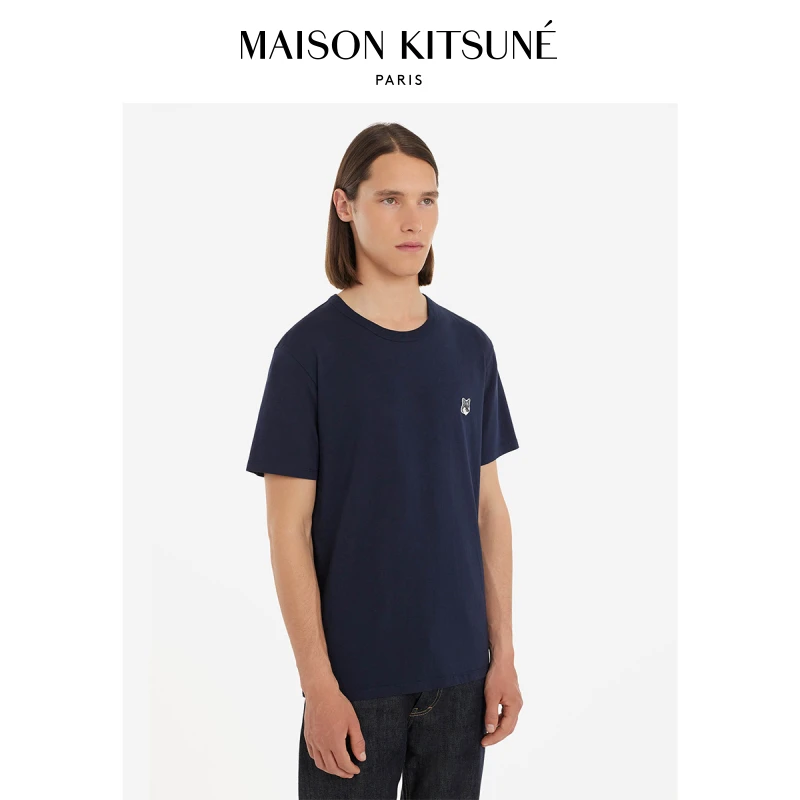 【折扣甄选】Maison Kitsune男女灰色狐狸头经典系列圆领短袖T恤