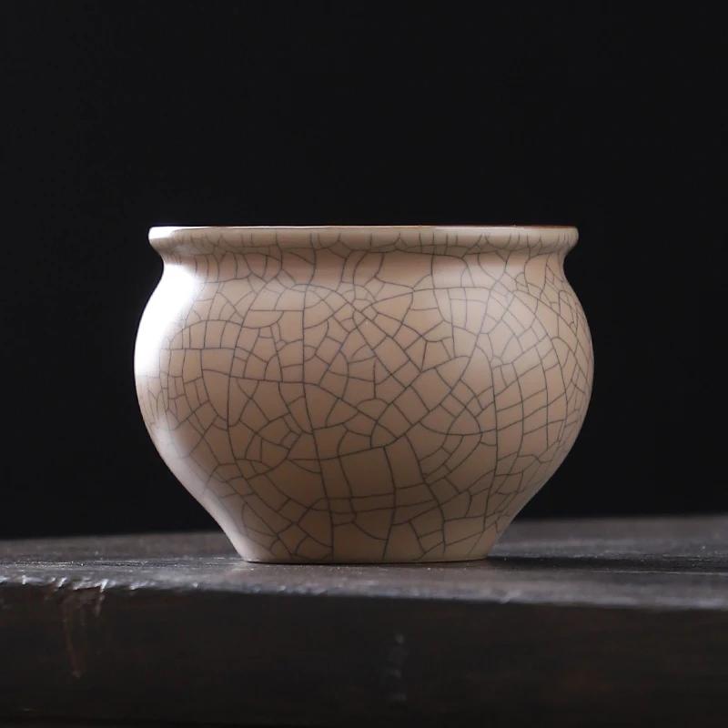 【西泠上新】哥窑油灰缸杯主人杯中式开片高档茶具HF