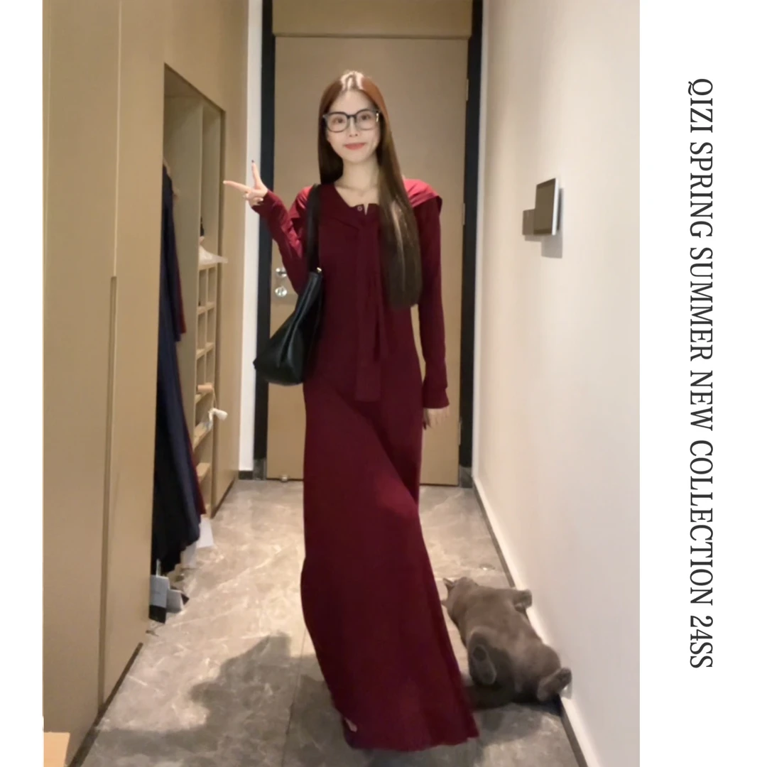 【QI ZI】显瘦气质长袖休闲连衣裙秋季新款连衣裙