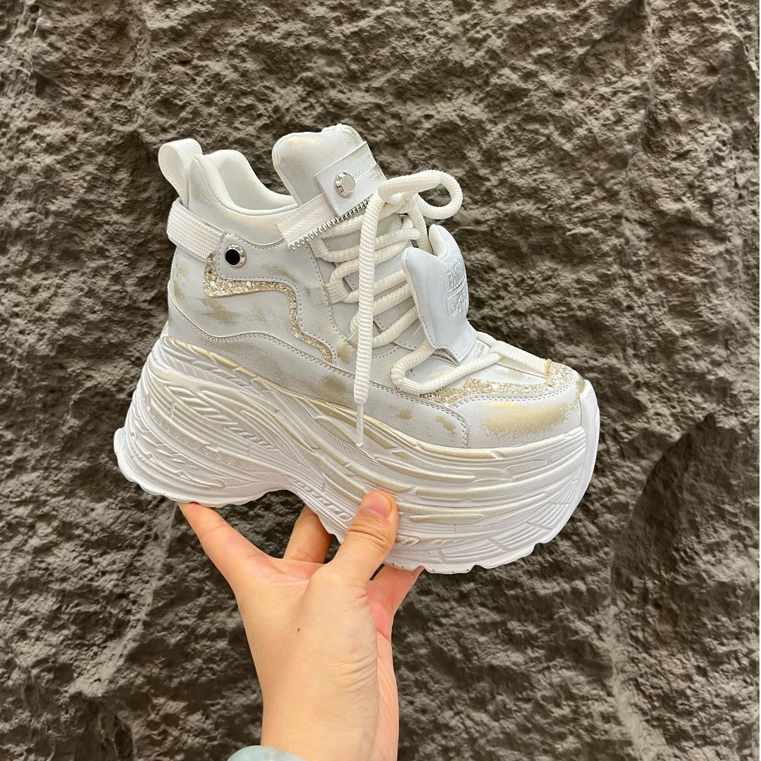 增高11cm老爹鞋女2024夏透气百搭松糕鞋厚底运动休闲鞋XG0730-1