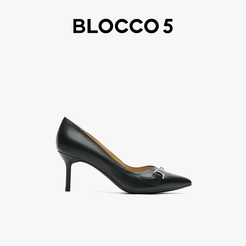 BLOCCO5 2021潮流时尚春季新款气质女神尖头浅口鞋百搭细跟高跟鞋