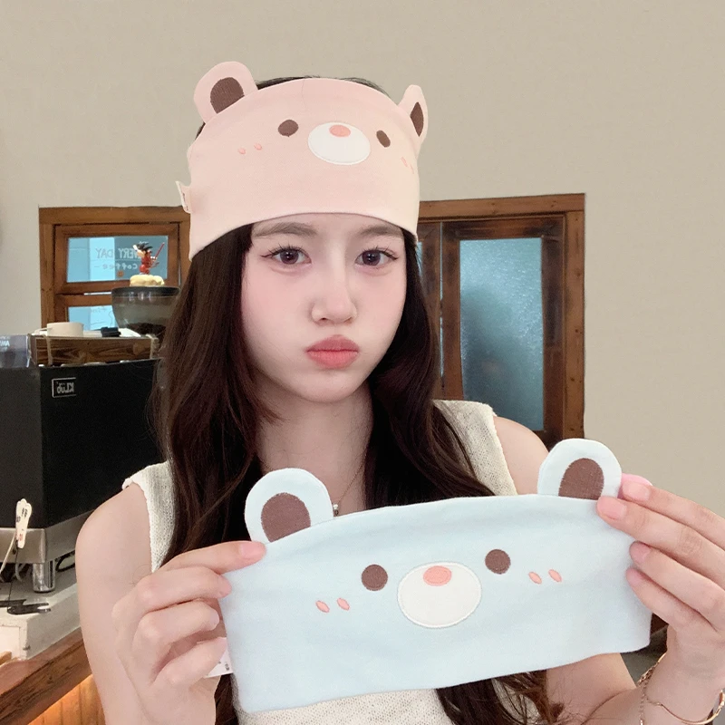 春夏产妇头巾加大加宽坐月子舒棉防风月子发带可爱熊时尚洋气孕妇