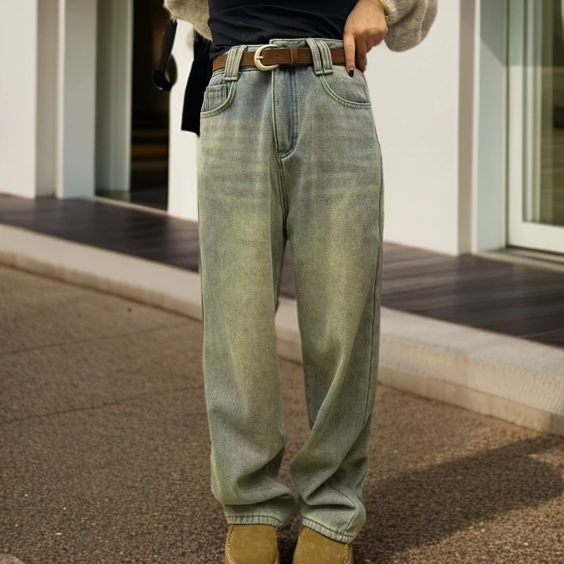 西老板分享窄版直筒加绒牛仔裤