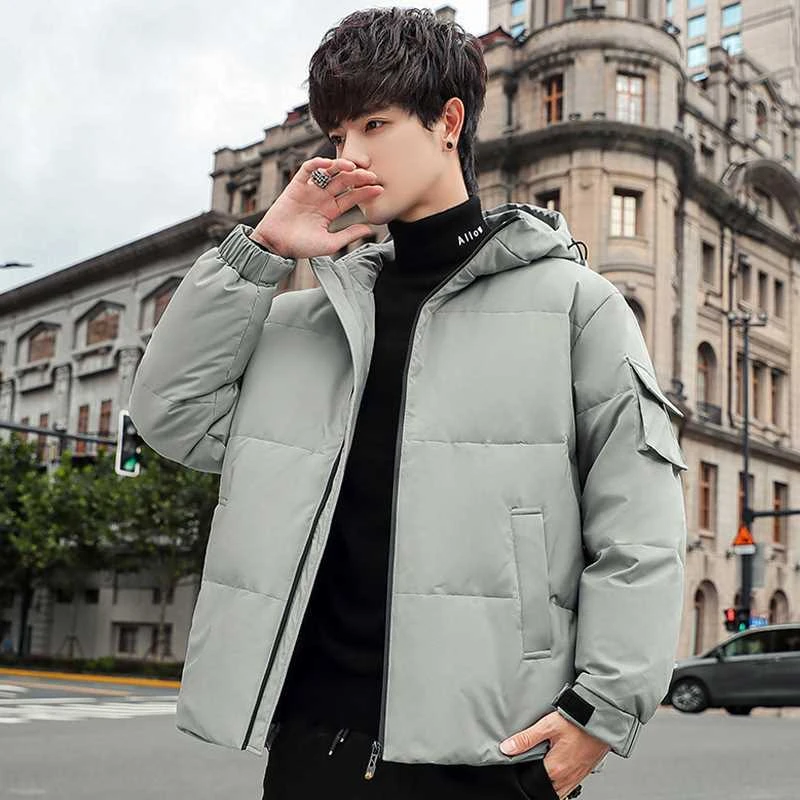 九江羽绒服2023新款休闲连帽外套男加厚保暖青少年轻薄羽绒服男款