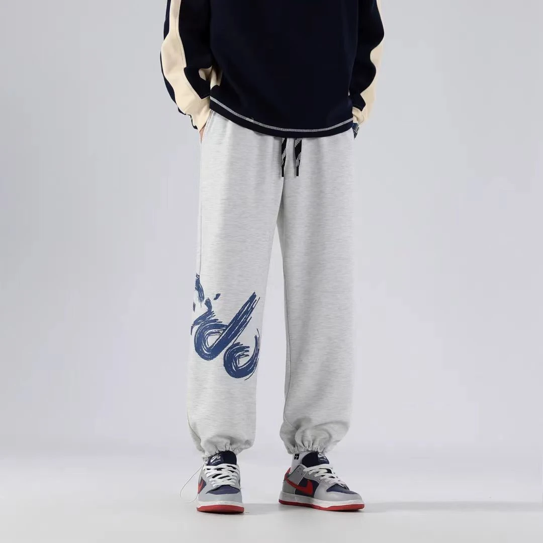 小七喜长裤-得物下架-字母LOGO毛刷印花裤脚可松紧运动裤3071