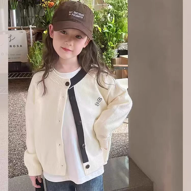 294-儿童洋气开衫女童针织衫上衣大童装毛衣女孩外套2024春秋新款