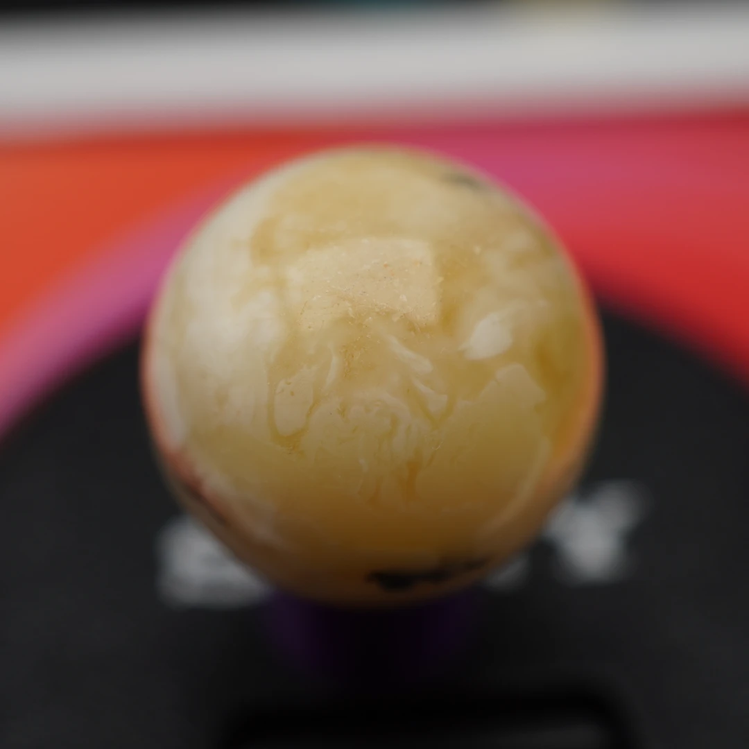 孤品17.9直径瑕疵蜜蜡珠植物包裹有皮纹皮线 编号158
