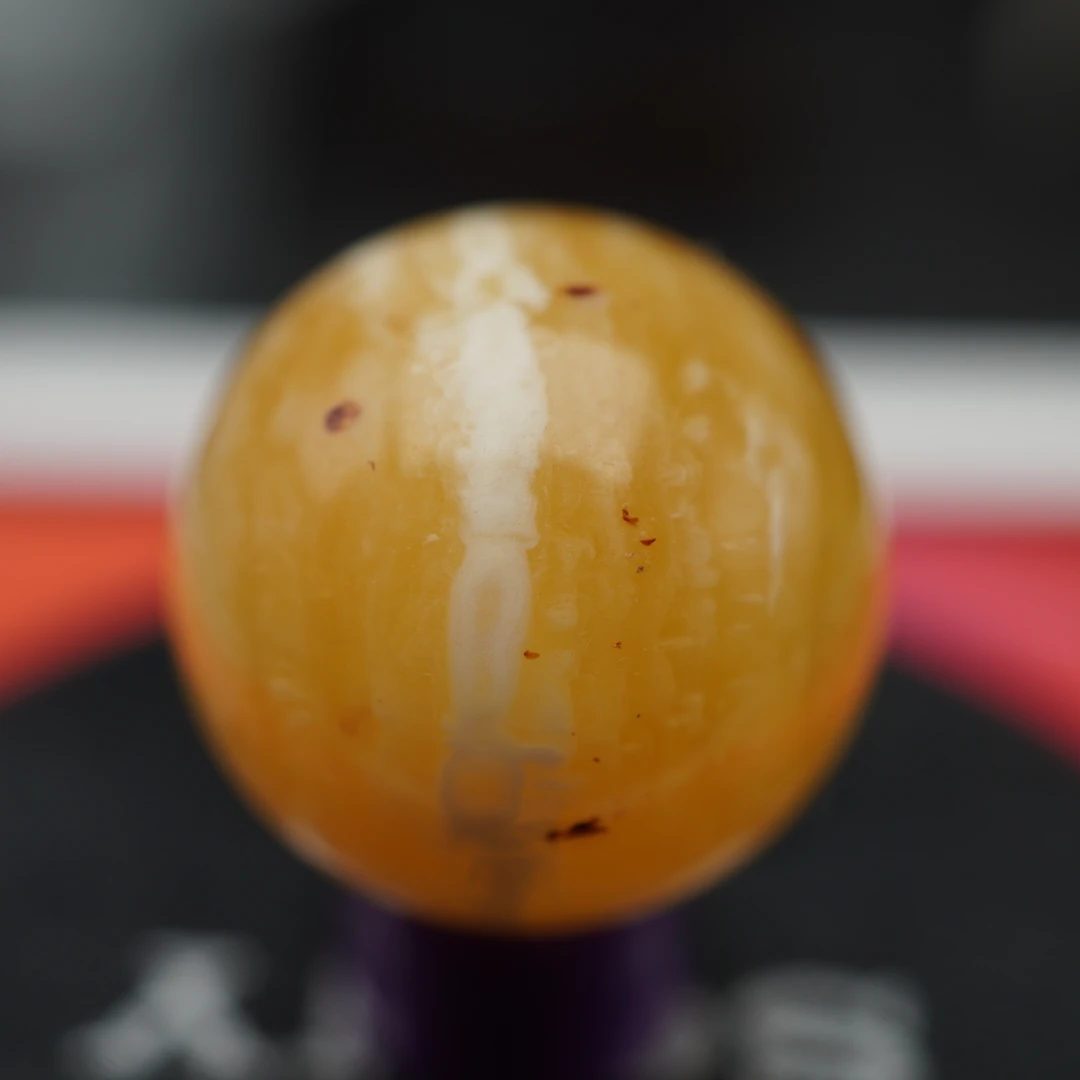 孤品17.1直径瑕疵蜜蜡珠有植物点冰片气泡坑表面光滑 编号391