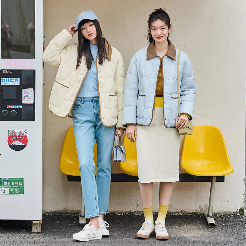 坦博尔冬季羽绒服韩版女24年新款翻领百搭时尚休闲外套TD236266