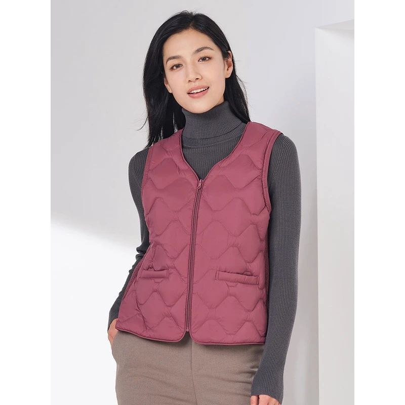 坦博尔2022新款羽绒内恤马甲女轻薄短款百搭保暖羽绒坎肩TB330002