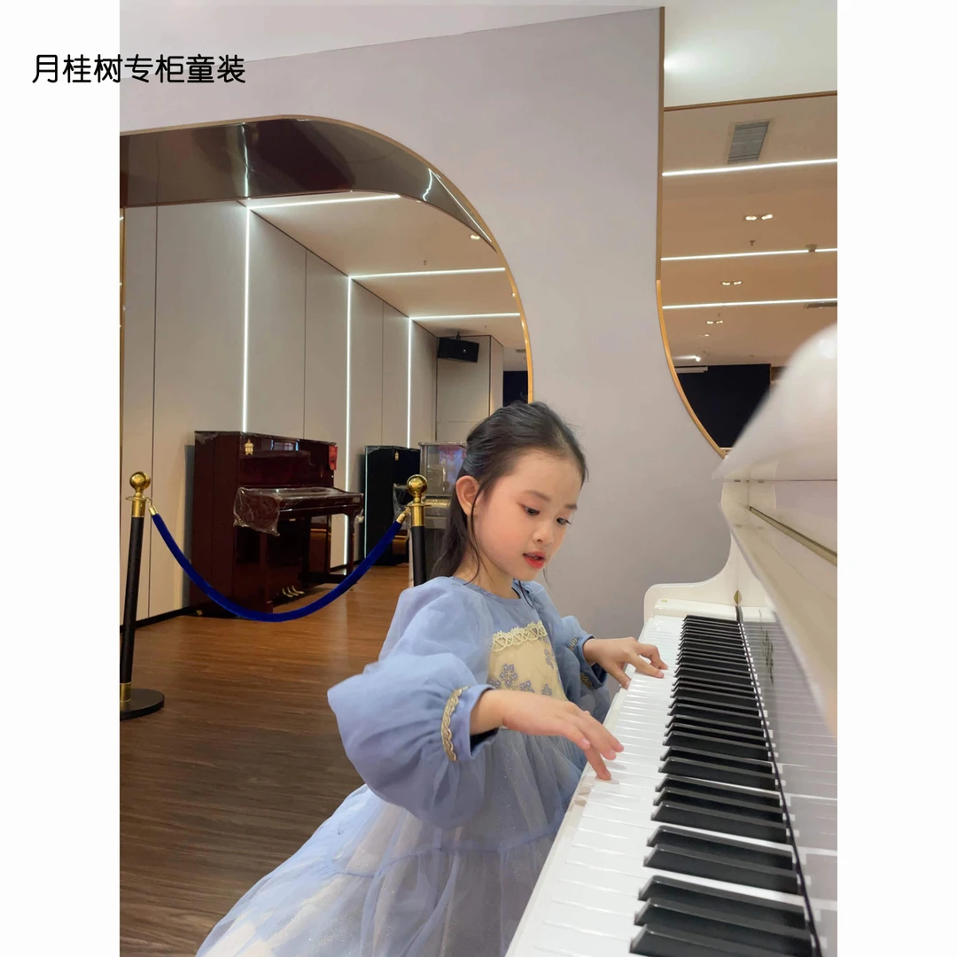 名媛Citykids秋季新款高品质实体店女大童长袖刺绣花朵礼服连衣裙