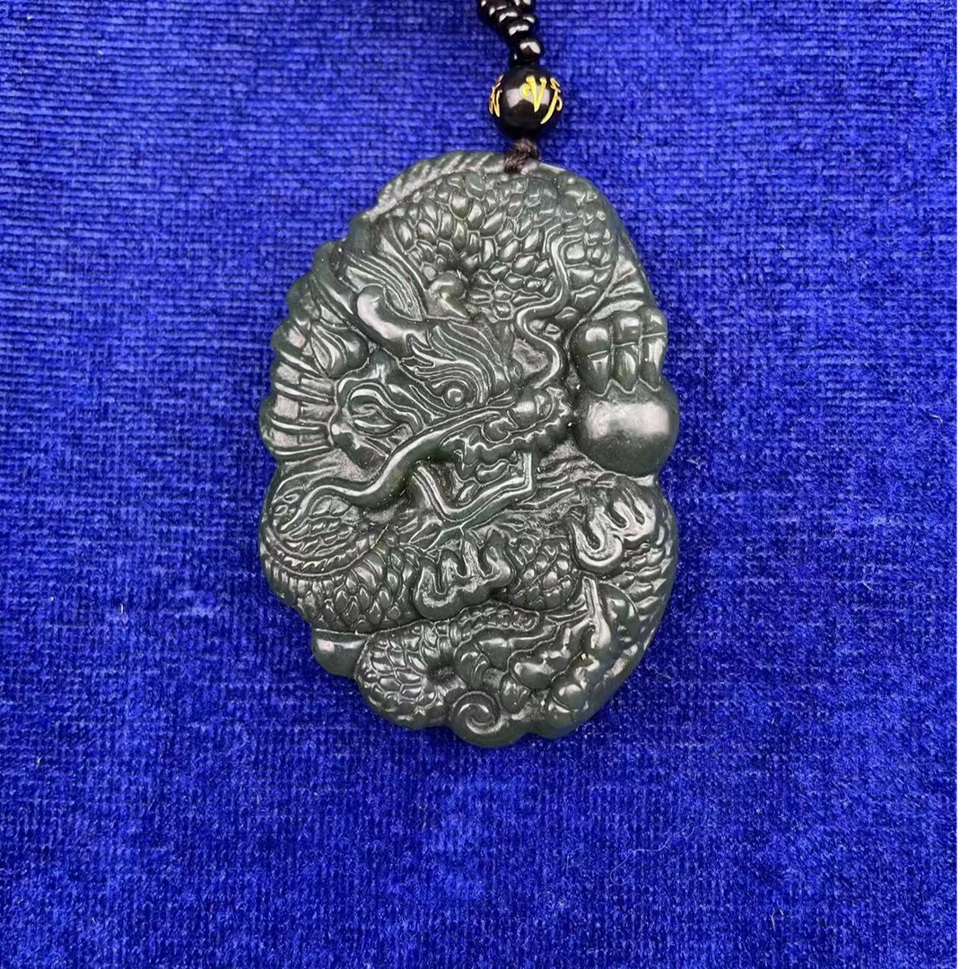 和田玉青玉龙牌吊坠