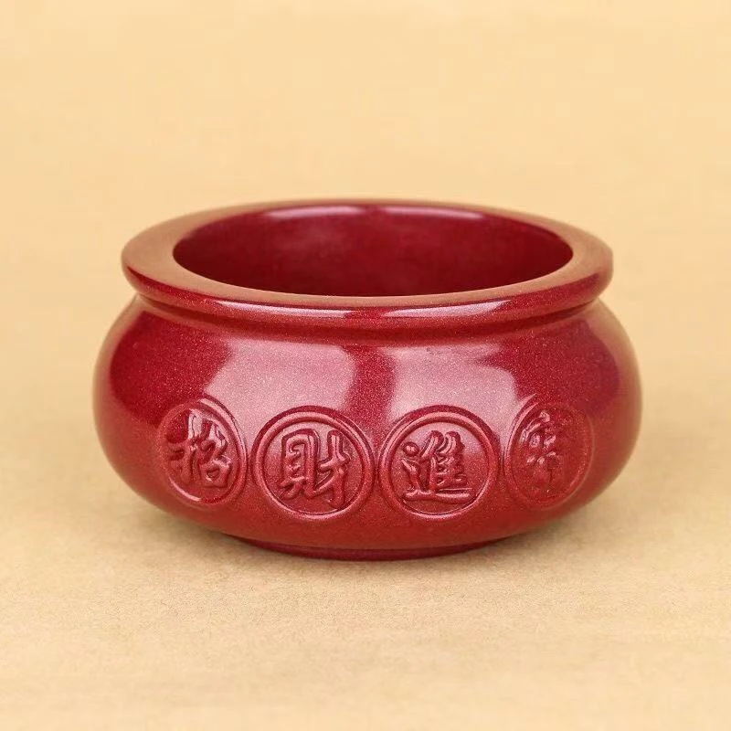 天然辰砂含辰砂聚宝盆摆件