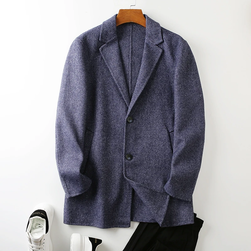 商务西装领双面呢中长款大衣   22XH0102