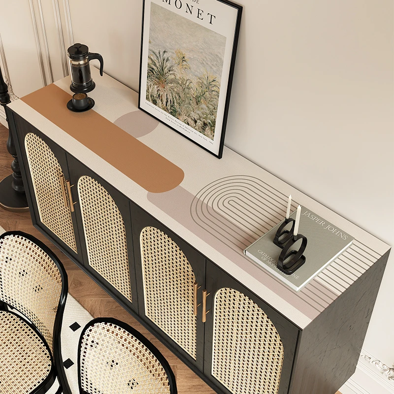 宝仕道侘寂风防脏电视桌垫保护垫免洗防油防烫玄关餐边柜垫子1071