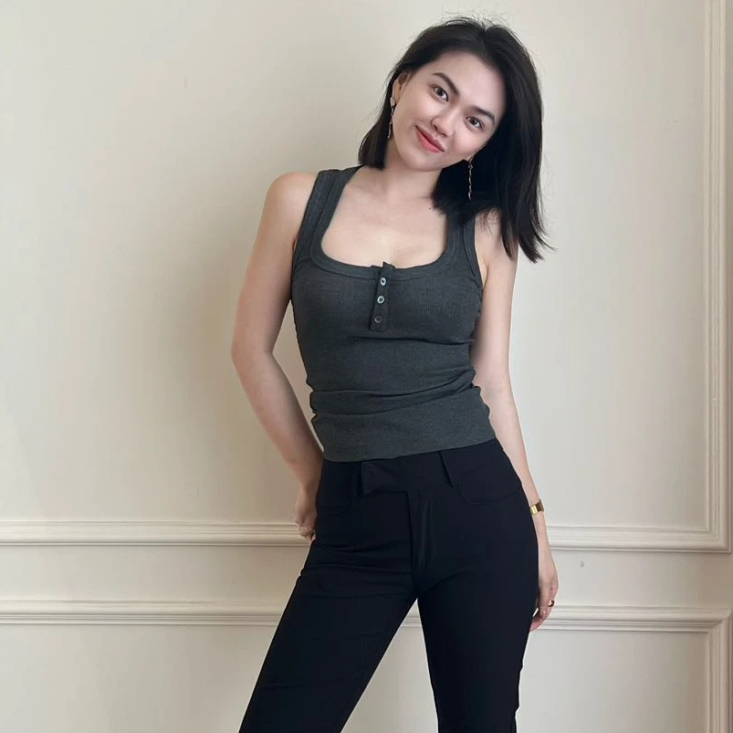 CHEN MAN 修身显瘦高腰弹力螺纹背心-V6523