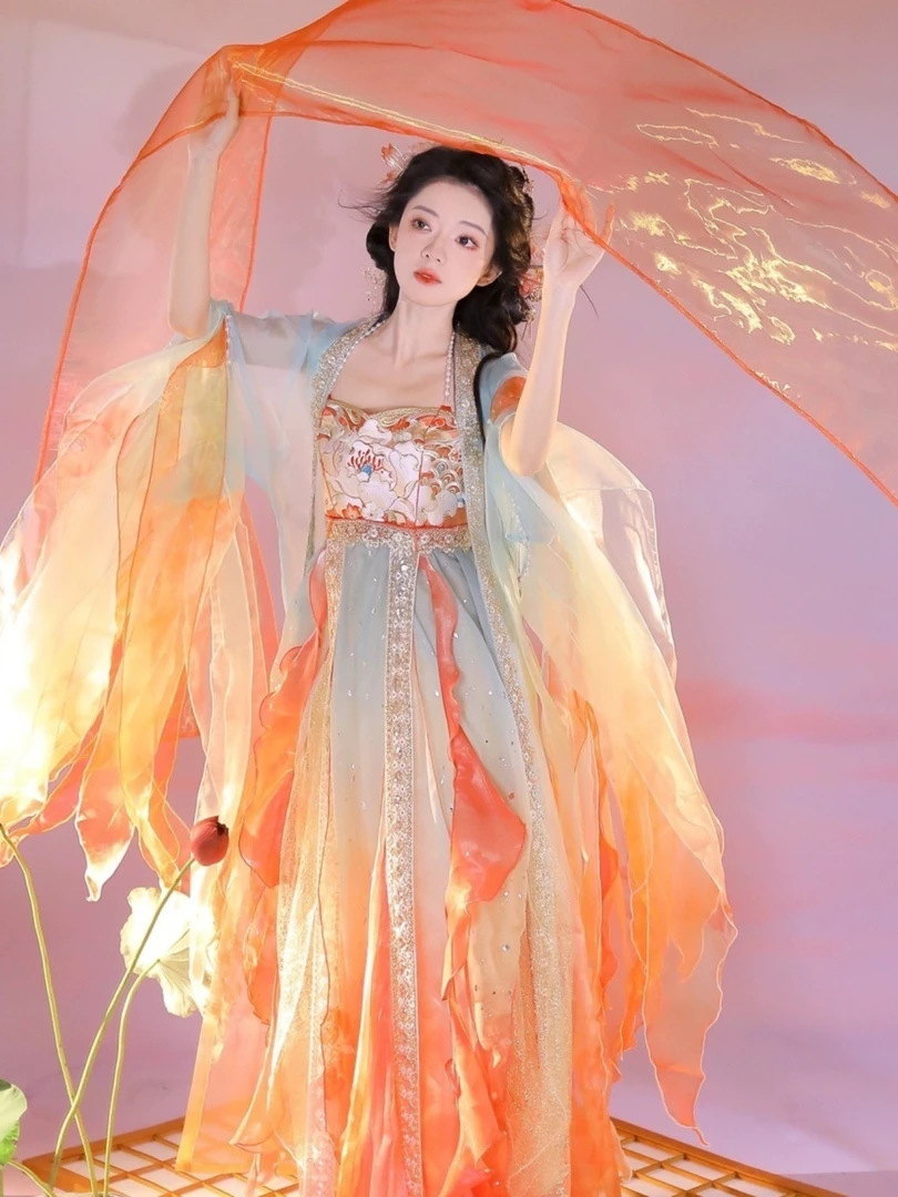 【锦鲤】汉服古风古装唐制仙气中国风日常汉元素唐风飘逸诃子裙齐胸