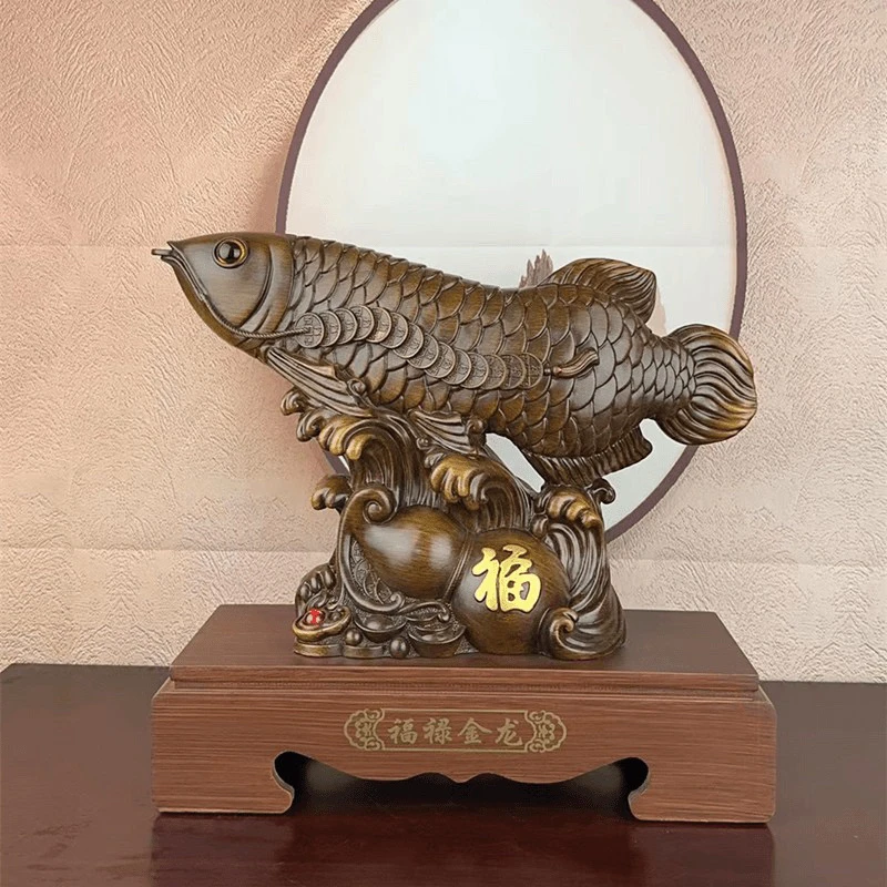 福禄金龙鱼摆件工艺品创意客厅办公室装饰品