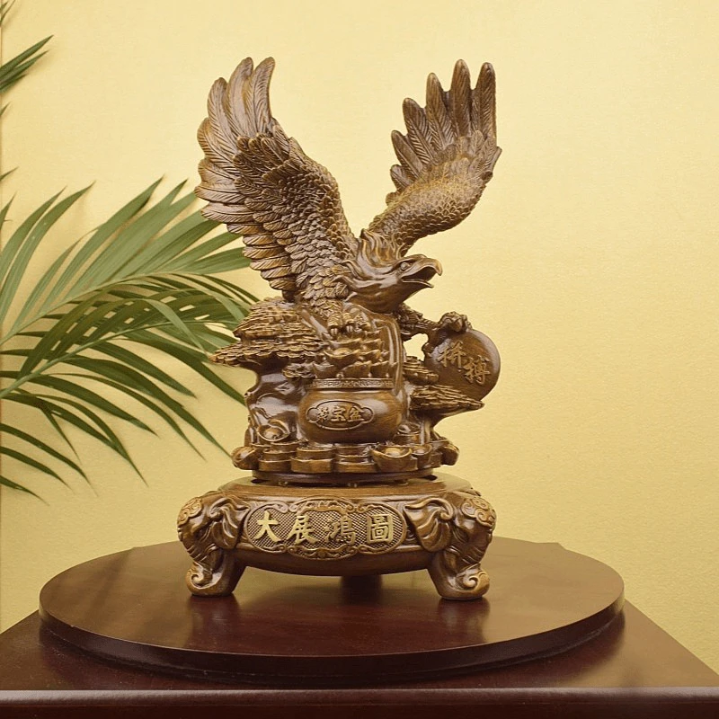 大展鸿图鹰摆件工艺品新中式创意客厅装饰品（拼博）可以360度旋转