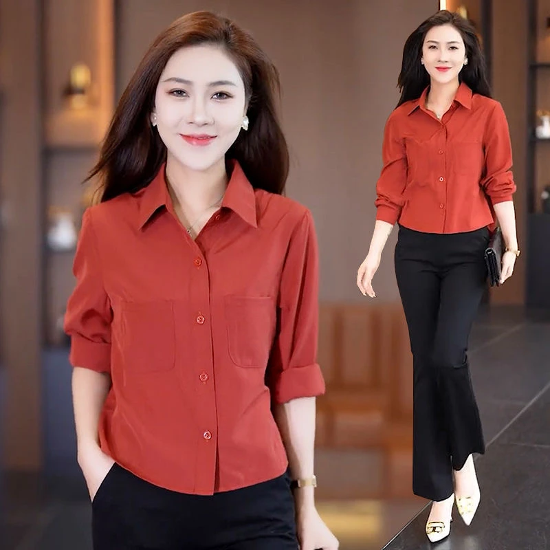 时尚百搭气质秋款女士衬衫百搭打底衬衫衬衫女2024新款爆款洋气