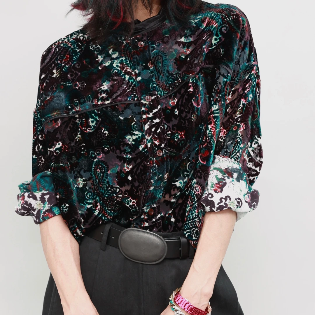 独立设计师原创设计碎花气质长袖夏季设计感宽松小众洋气长袖衬衫