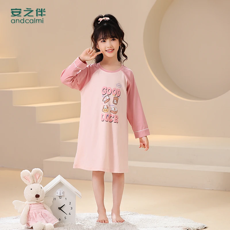 儿童睡裙公主裙3-6岁女童裙女孩卡通中大童女童连体秋季春秋童装