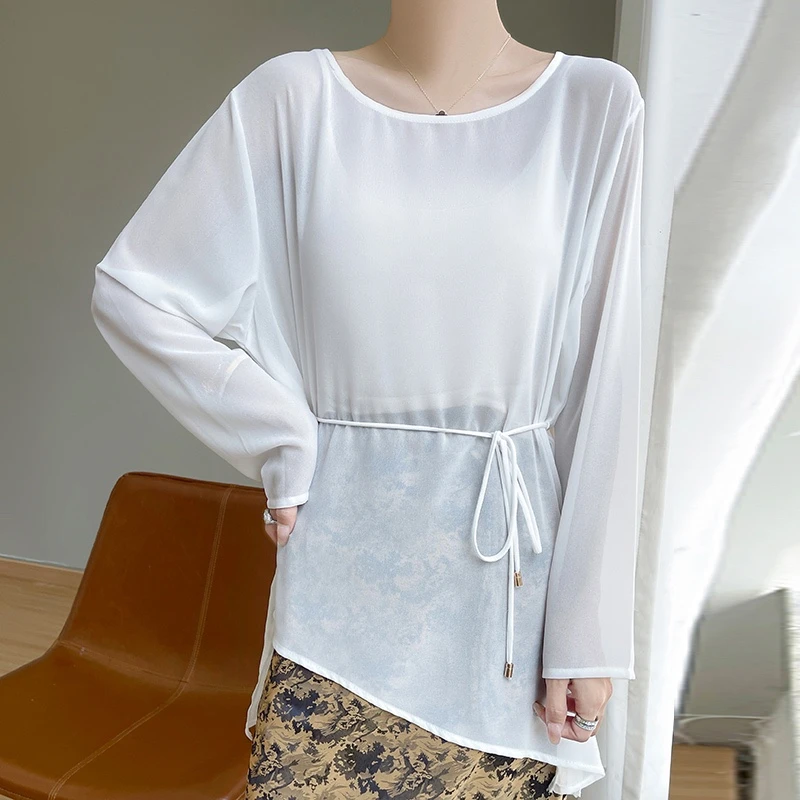 秋款女宽松洋气上衣高档时尚黑色防晒衣上档次洋气长袖不规则外套