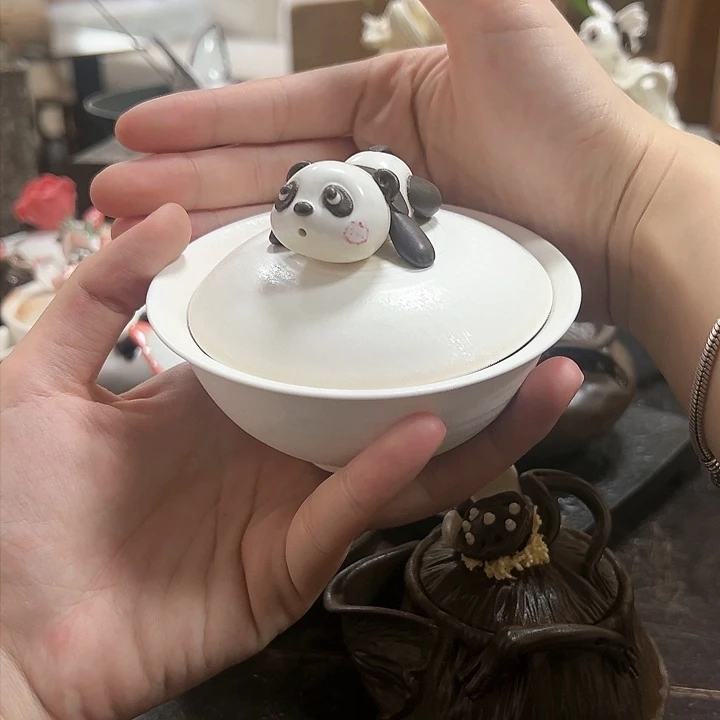杯最后一台白瓷熊猫盖碗