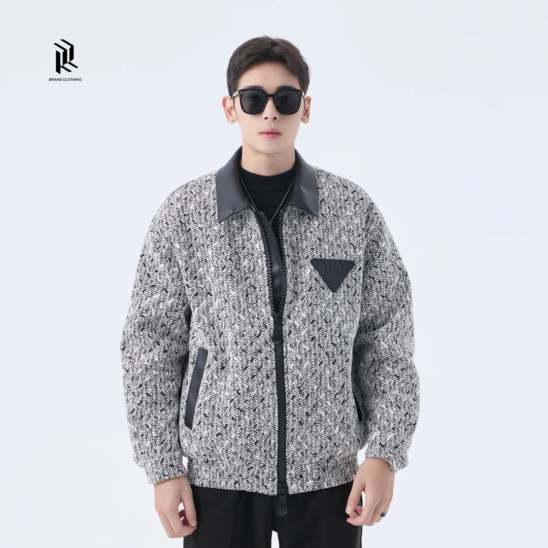 【RHETT KELLEY】非黑即白冬季新款宽松粗花呢加厚保暖夹克外套男款