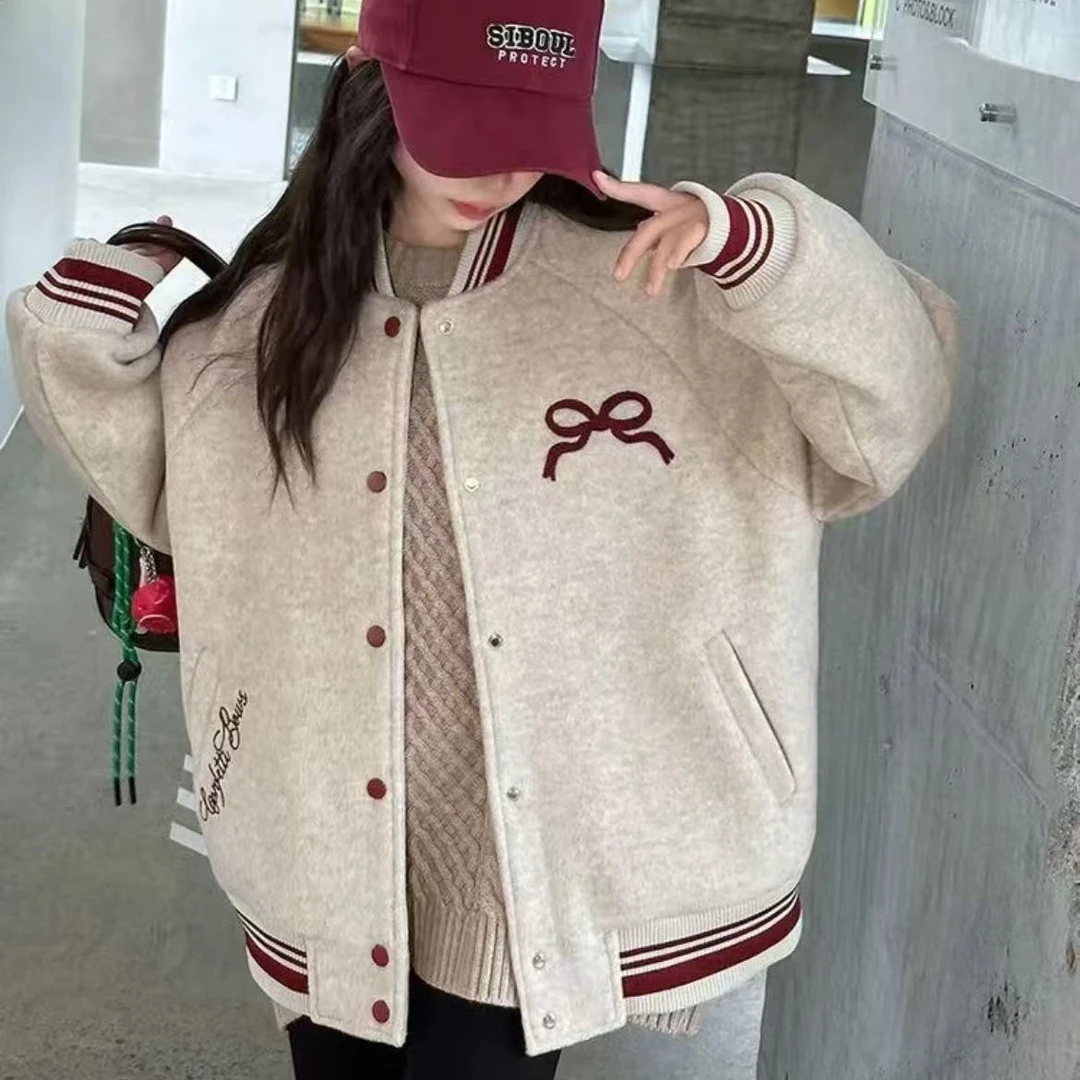 2024女大童秋冬新款儿童休闲韩版百搭运动男孩女孩毛呢夹棉棉服