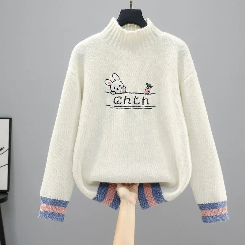 毛衣女冬季加厚2025新款少女高中初中学生大童内搭打底仿水貂雪尼