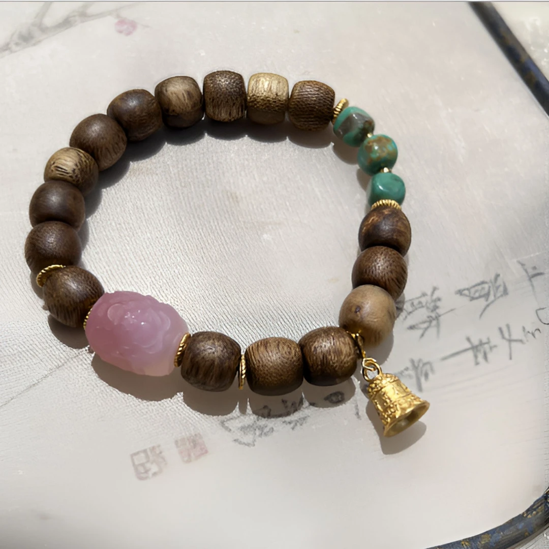 925银手链 太朴 S08775玛玛六字真言金钟弹力手串手链新中式