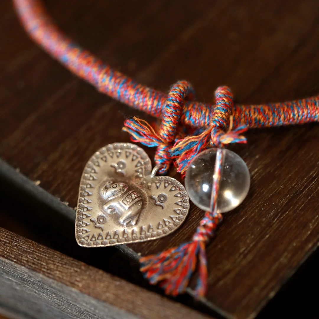 坠链均925银 N14852 国风大象爱心编织项链