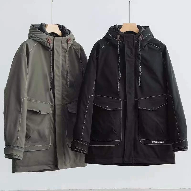 【国标白鸭绒 中长款羽绒服】冬季加厚连帽中长款羽绒服-8251