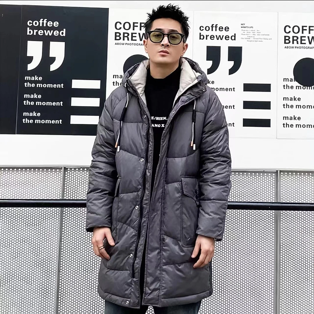 【国标90羽绒服 免洗系列】581-冬季新款免洗中长款连帽羽绒服W